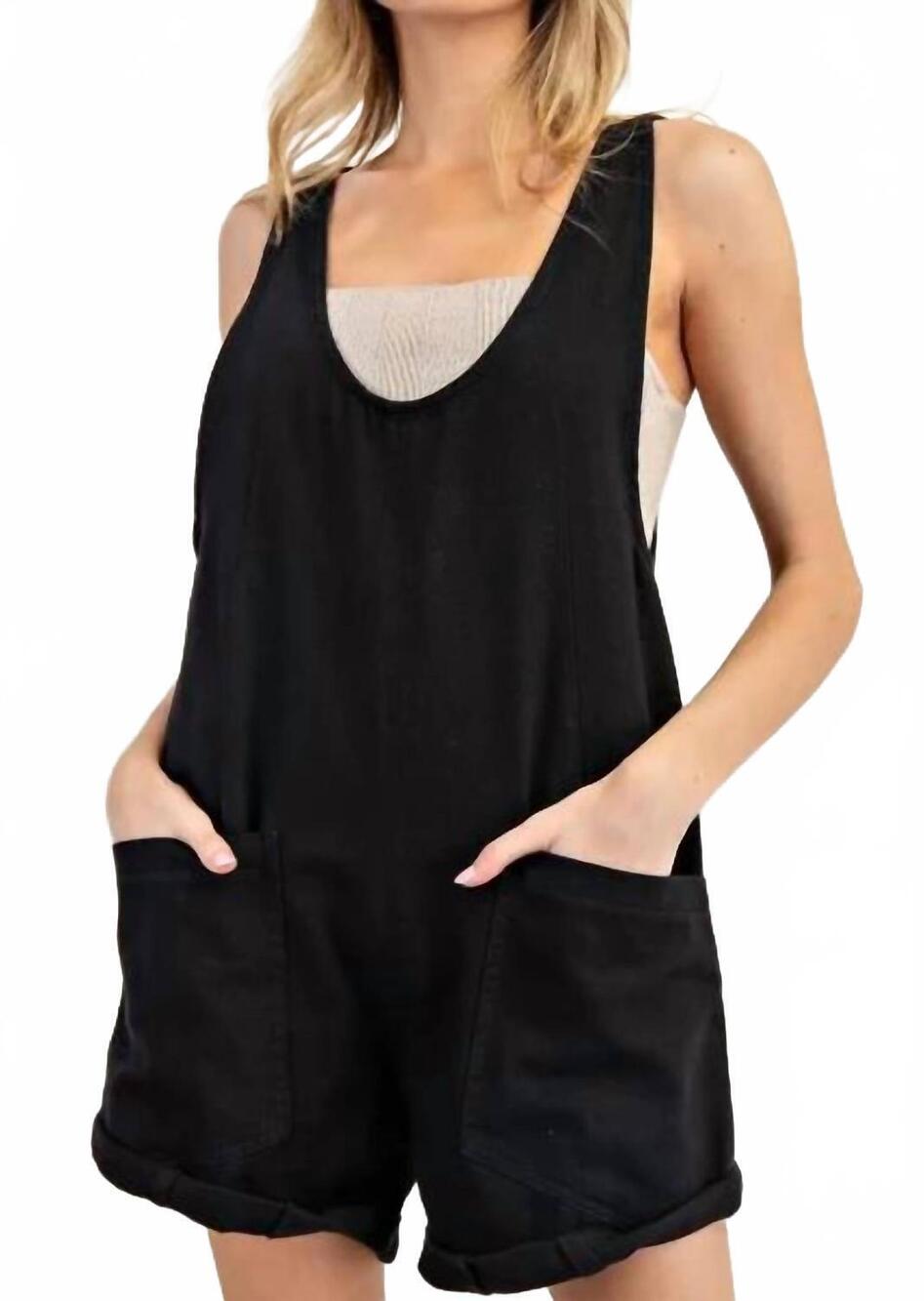 NEW EE:SOME relaxed pocket romper in black